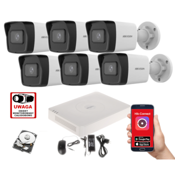 ZESTAW MONITORINGU IP HIKVISION DS-7108NI-Q1/8P (D) + 6x DS-2CD1043G2-I 4MPX 2.8mm IR30 1TB